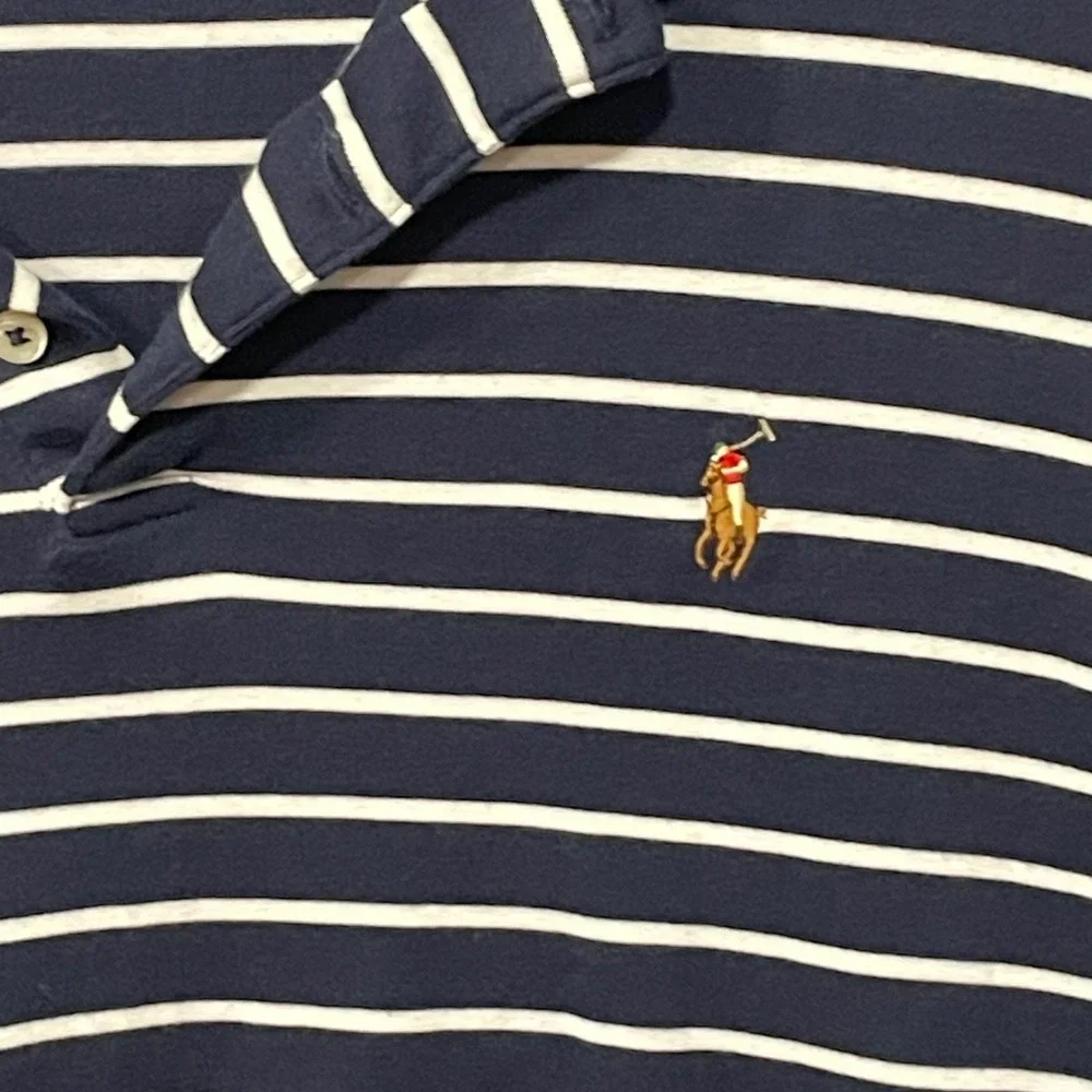 Polo Ralph Lauren Mens XXL Striped Custom Slim Fit‎ SS Polo Shirt Flesh Pony